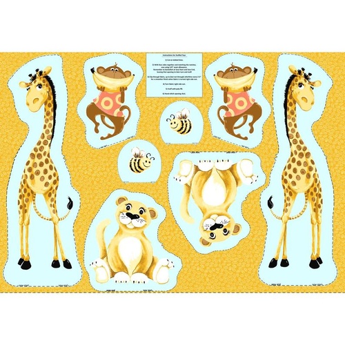 Susybee Buddies Softies Panel Giraffe,Lion,Monkey