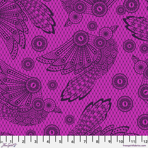 Tula Pink Nightshade (Déjà Vu) Raven Lace Birds Oleander PWTP207