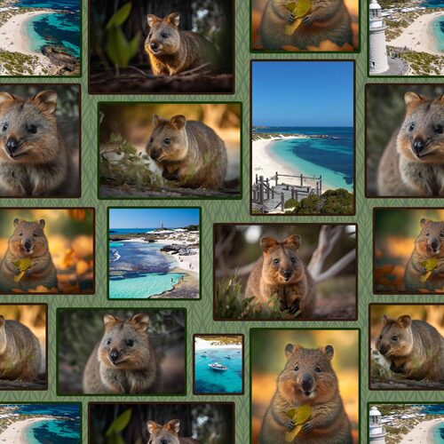 Australian Patchwork Collage Happy Quokkas D