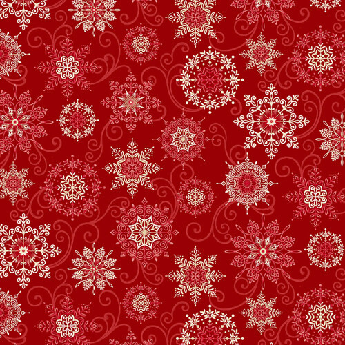 Winter Garden Christmas Snowflakes Red 2831-88