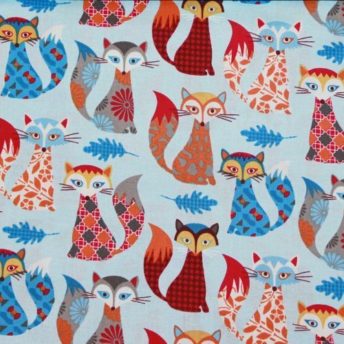Fox fun fabric by Timeless Treasures features funky foxes on blue