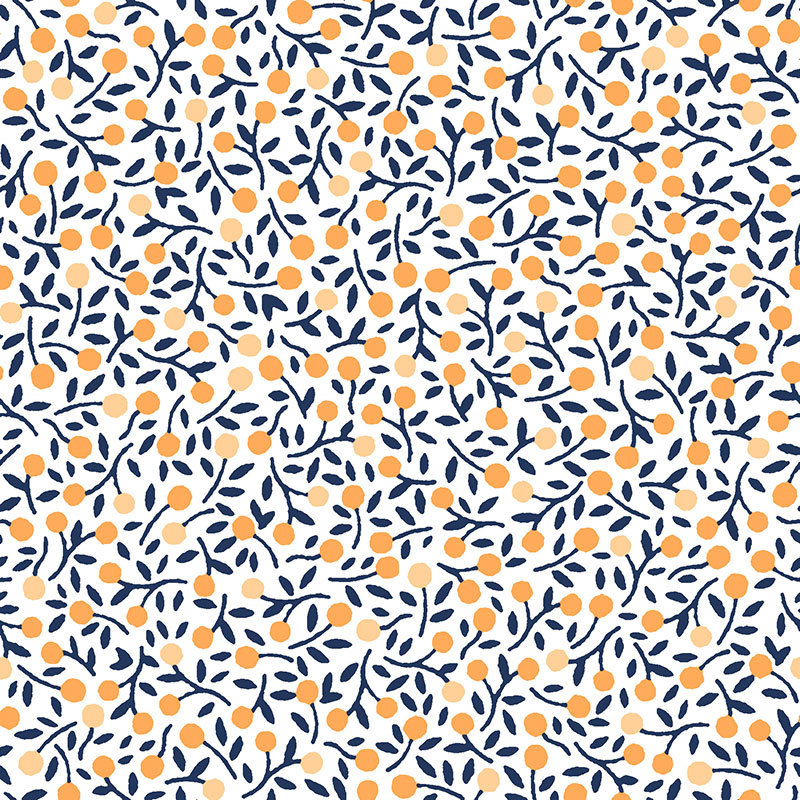 Vintage Mix and Match by Kennards features orange stem flowers on white