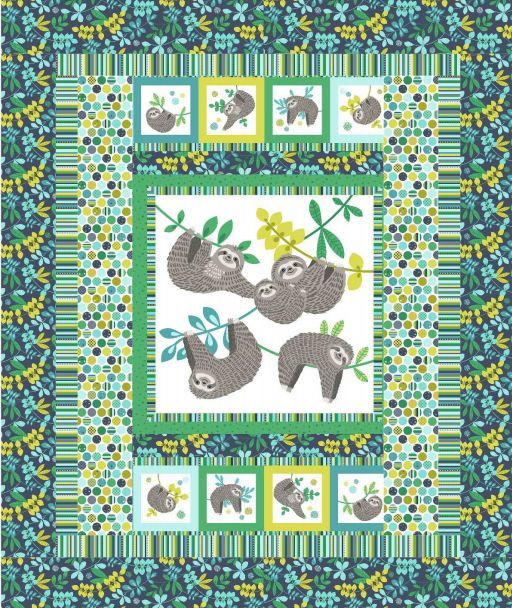 Sleepy Sloth quilt fabric kit by Northcott The Oz Material Girls