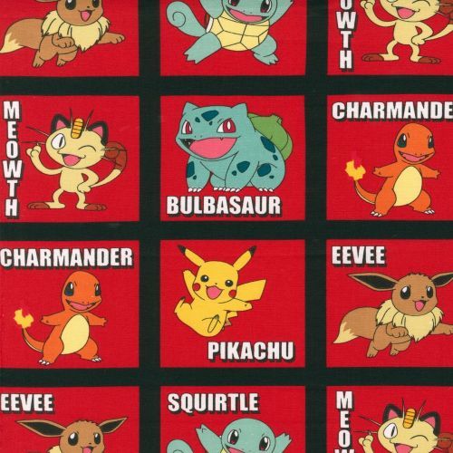 Licensed Pokemon characters on red- The Oz Material Girls Australia