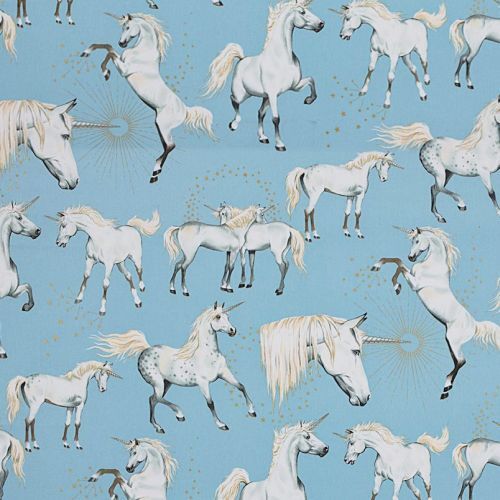 Stars of the Unicorn Sky Blue M8676A Fabric by Nicole's Prints for ...