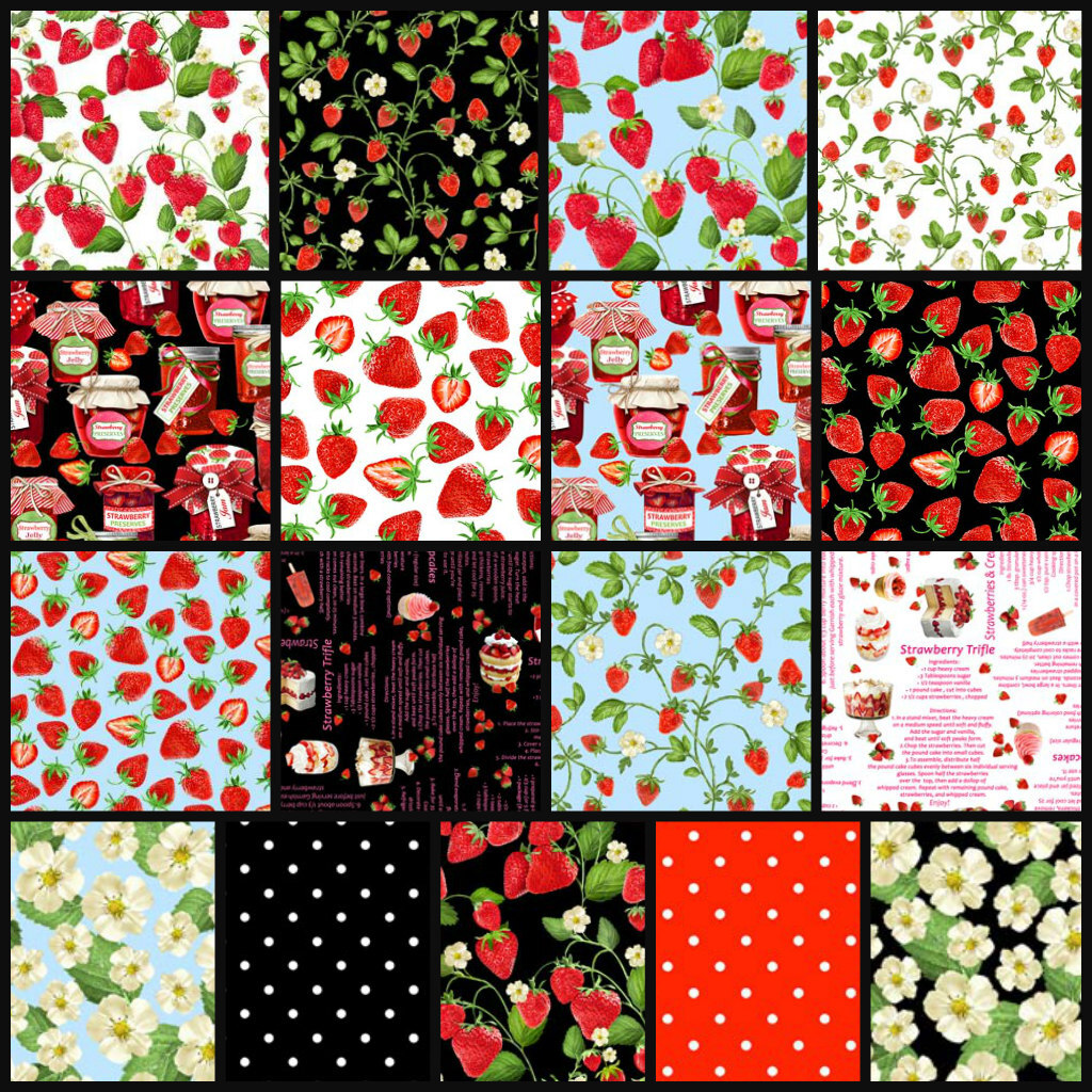 Cotton Flowers Quilt Strawberries Strawberry 0.50 m Cotton Fabric Patchwork Fabric ERDBEER MARMELADE Fabric