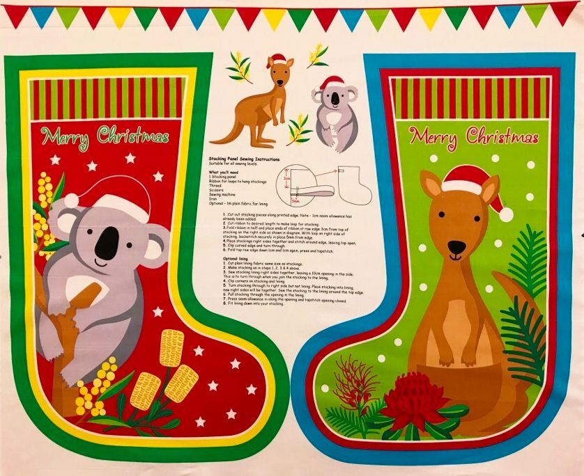 Aussie Christmas Stockings Panel with Instructions