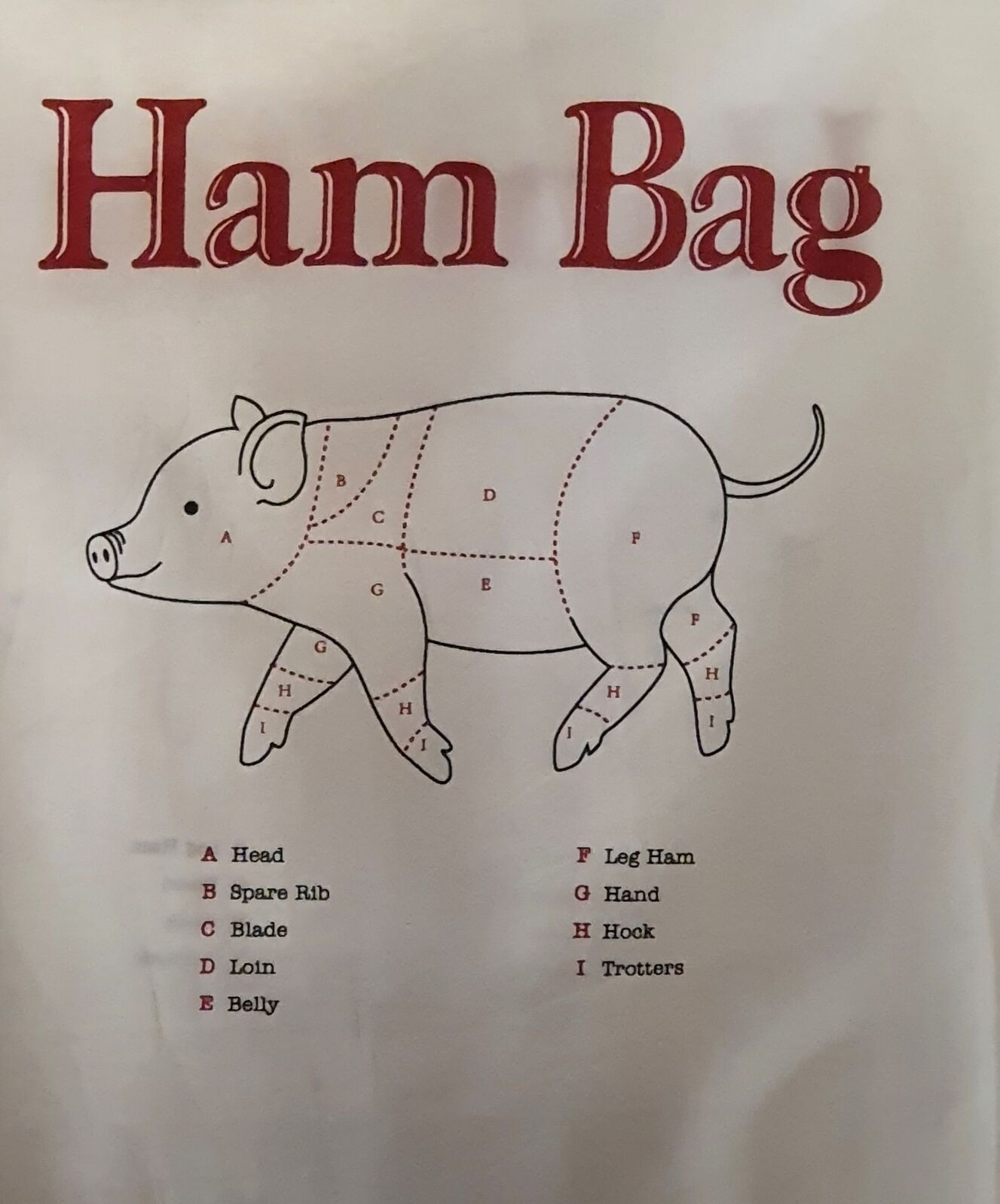 Christmas Ham Bag Double Sided Panel with Instructions