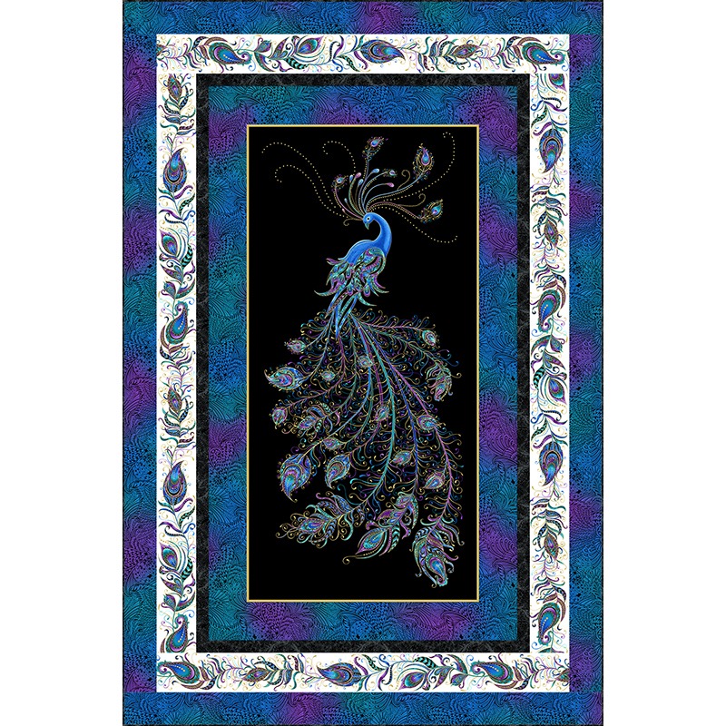 Peacock Flourish Enhanced with Metallic Fabric by Ann Lauer for