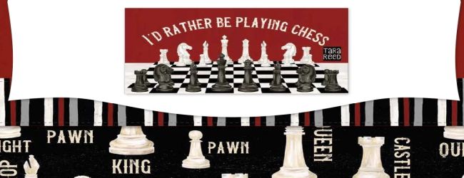 I'd Rather Be Playing Chess Pieces C11260 Off White - Riley Blake Designs -  Text Piece Names - Quilting Cotton Fabric