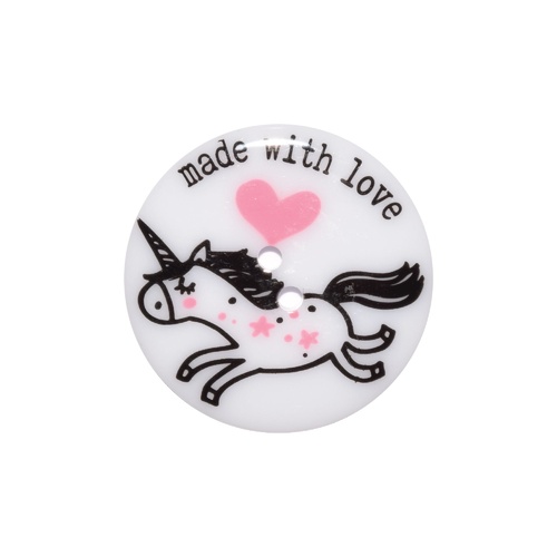 Button Unicorn Made with Love 38mm