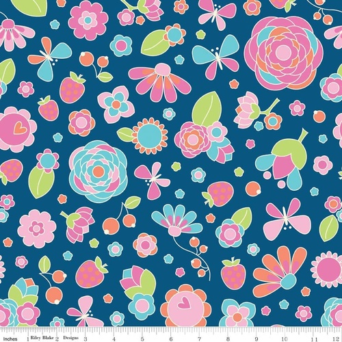 Flutterberry Main Butterfly Floral Navy