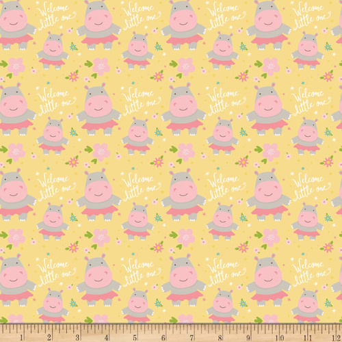 Sweet Baby Girl Hippos Yellow