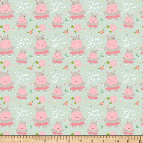 Sweet Baby Girl Hippos Mint