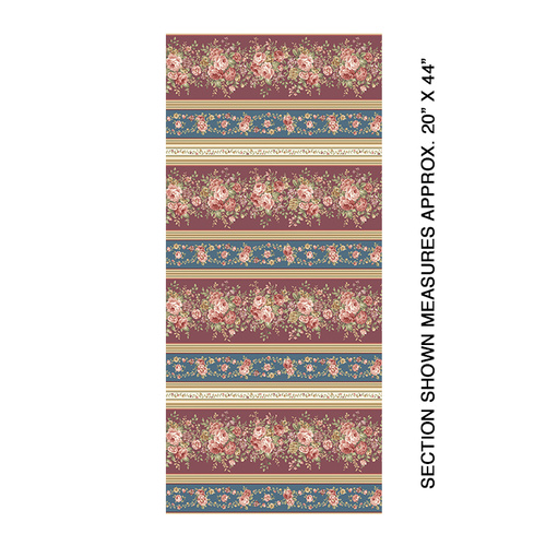 Zelie Ann Border Stripe Burgundy 1887
