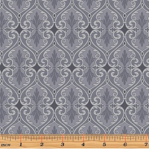 Totally Tulips Damask Dark Grey