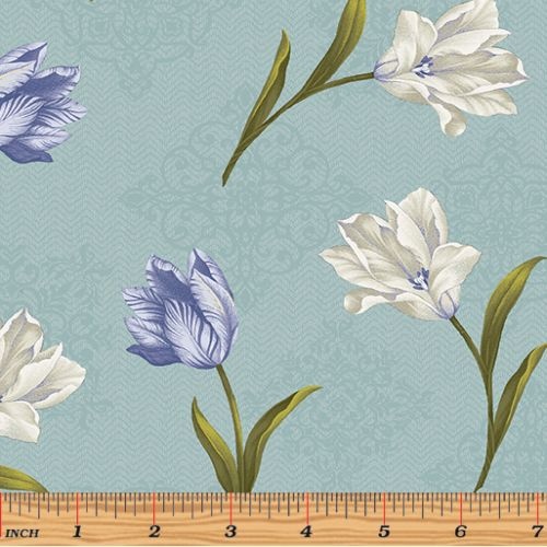 Totally Tulips Medallion Teal 3284