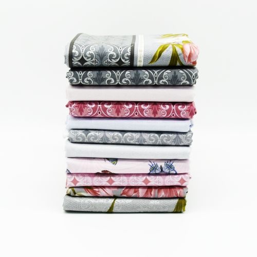 Totally Tulips FQ Bundle Grey Pink