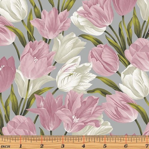 Totally Tulips Grey Pink