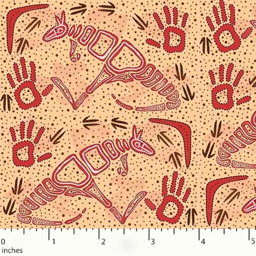 Australian Aboriginal Design Rock Art Dreaming Ecru