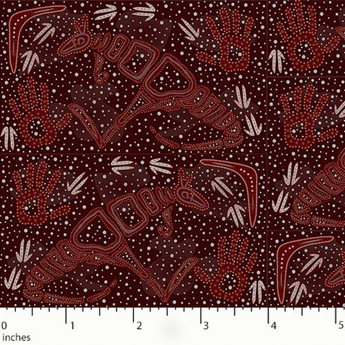 Australian Aboriginal Design Rock Art Dreaming Burgundy