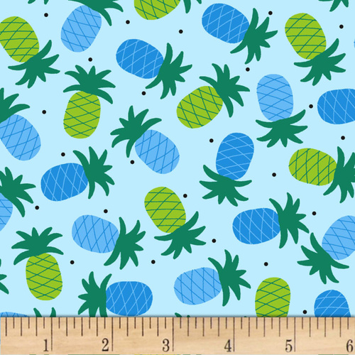 Gone Wild Tropical Pineapples Blue