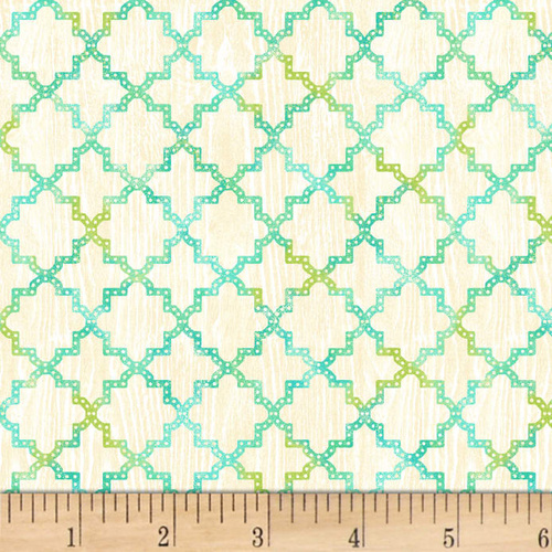 Butterfly Dreams Quatrefoil Cream Blue