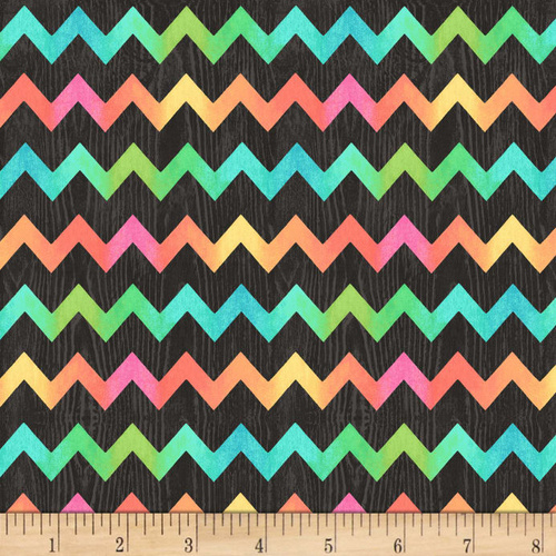 Butterfly Dreams Zig Zag Tex Chevron Rainbow Black 11/99