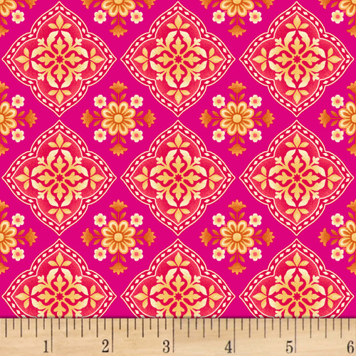 Butterfly Dreams Medallion Floral Fuchsia