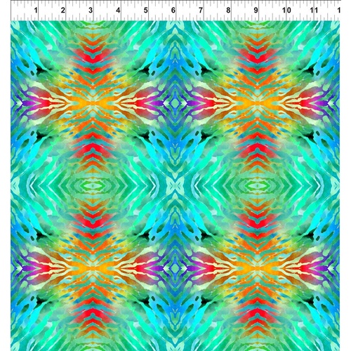 Safari Digital Tie Dye Kaleidoscope Aqua