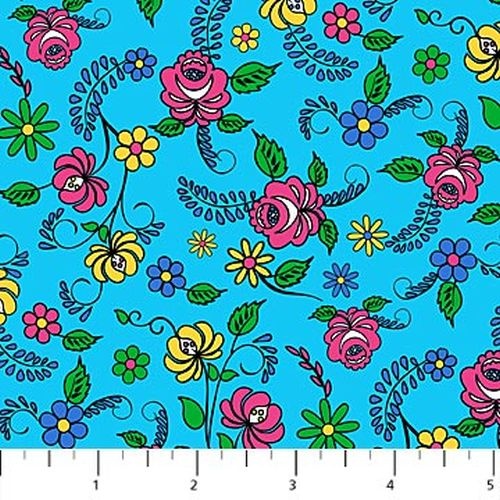 Nine Lives Floral Toss Turquoise