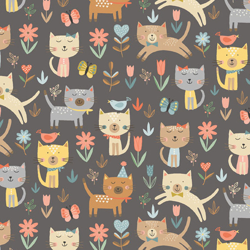 Cool Cats Jumping Kitties Grey