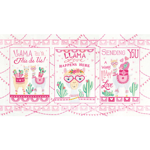 Moda Llama Love Panel Snowy