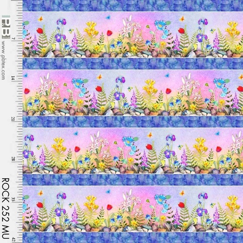 Rock Garden Digital Floral Border Stripe 00252 Mux