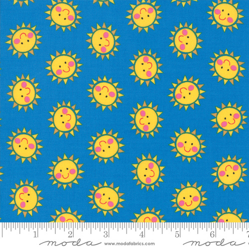Moda Bicycle Bunch Sun Faces Blue