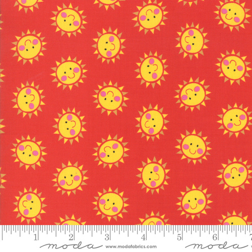 Moda Bicycle Bunch Sun Faces Cherry