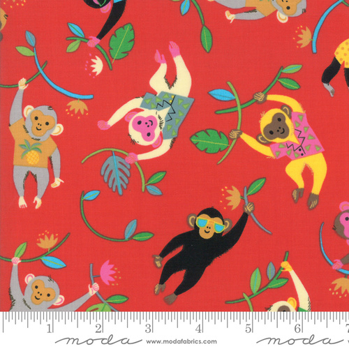 Moda Bicycle Bunch Monkeys Cherry