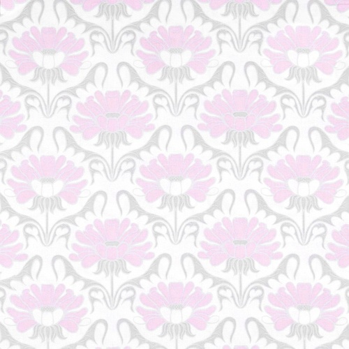Nursery Stylised Floral Pink Grey