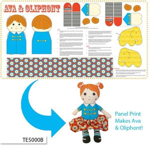 Ava and Oliphant Softie Panel Blue