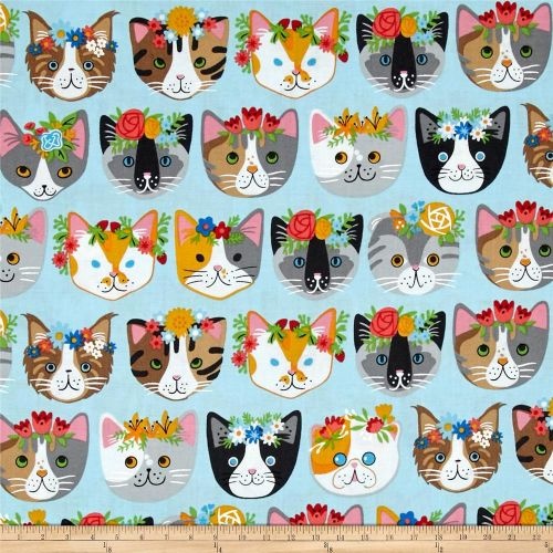 Funky Cat Faces Blue