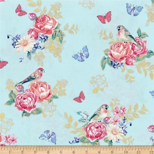 Tweet La Vie Bird Floral Aqua