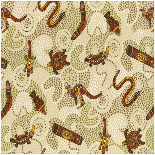 Aboriginal Paintings Gooloo Kangaroo Turtle Cream