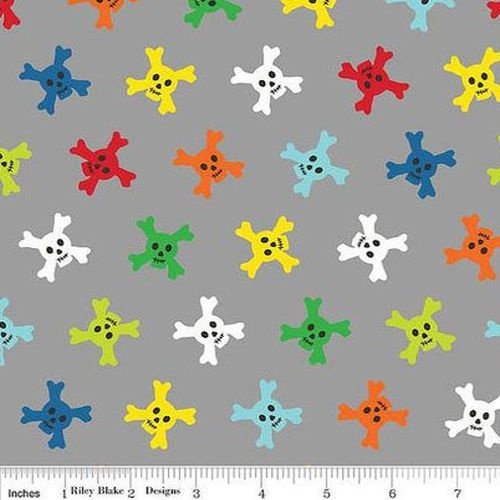 Pirate Matey Skulls Grey