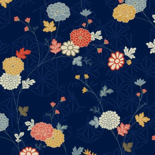 Oriental Chrysanthemum Navy
