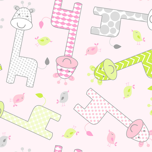 Giraffes Pink Fleece