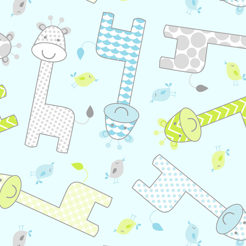 Giraffes Blue Fleece