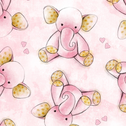 Elephants Pink Fleece