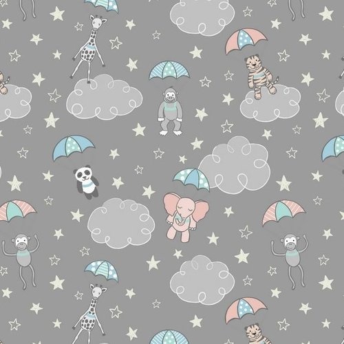 Parachuting Animals Grey