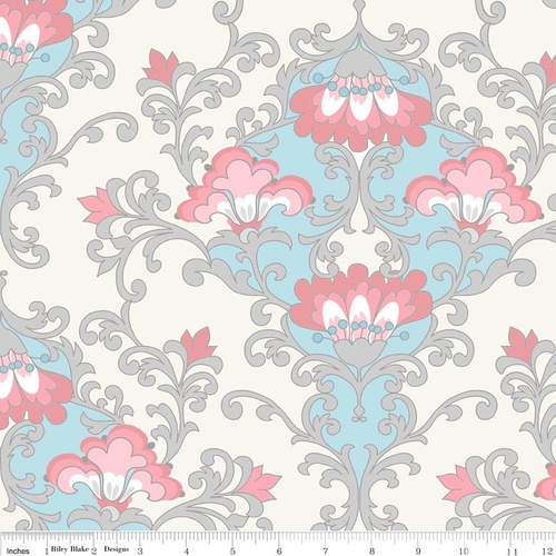 Stripe Damask Blue