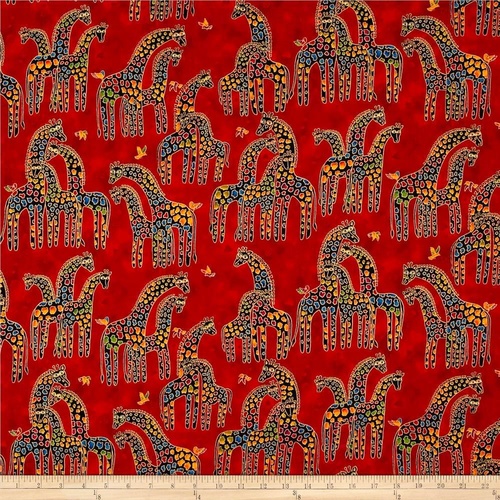 Metallic Mythical Jungle Giraffes Red